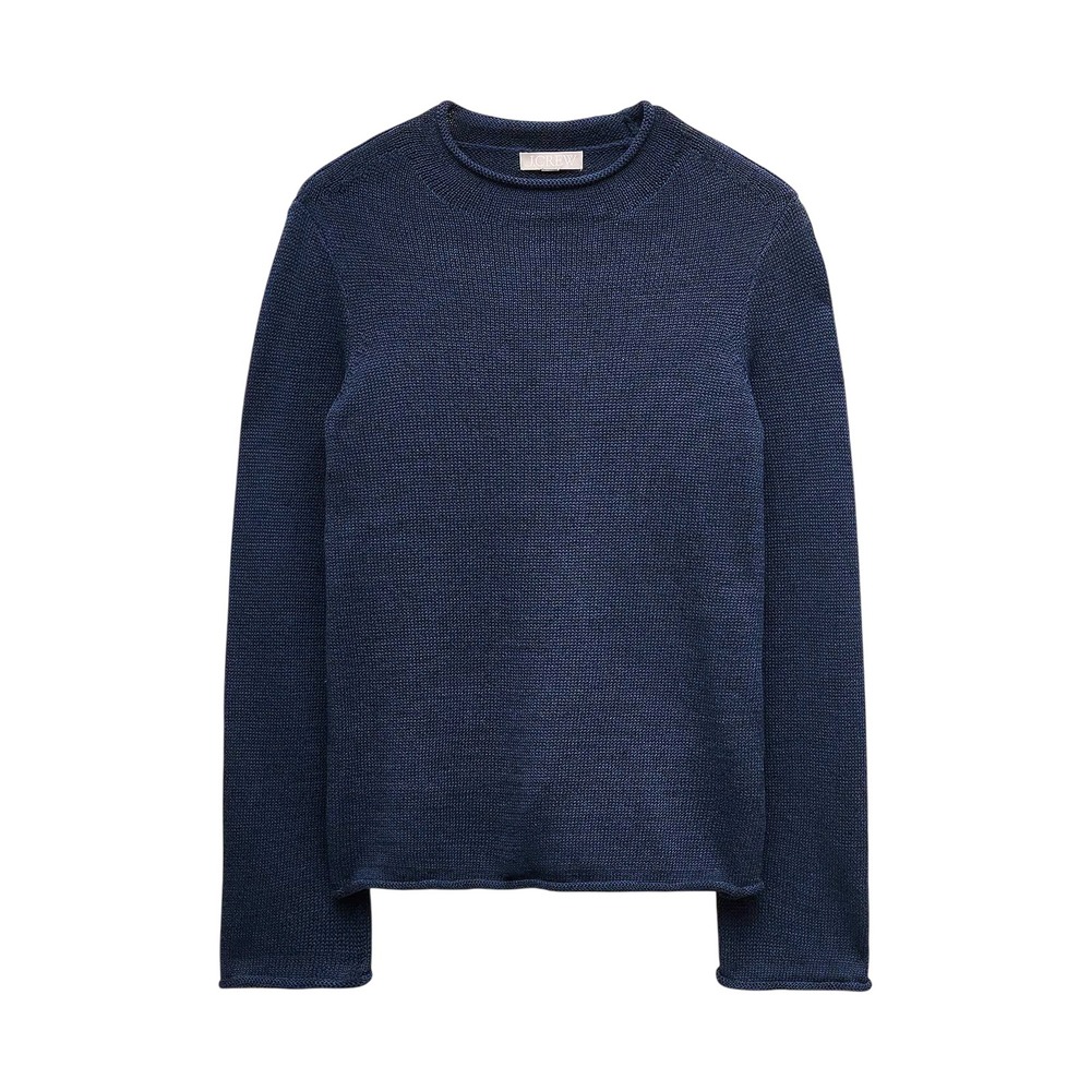 J. Crew Summer Rollneck Sweater in Linen Blend Navy XS NEW